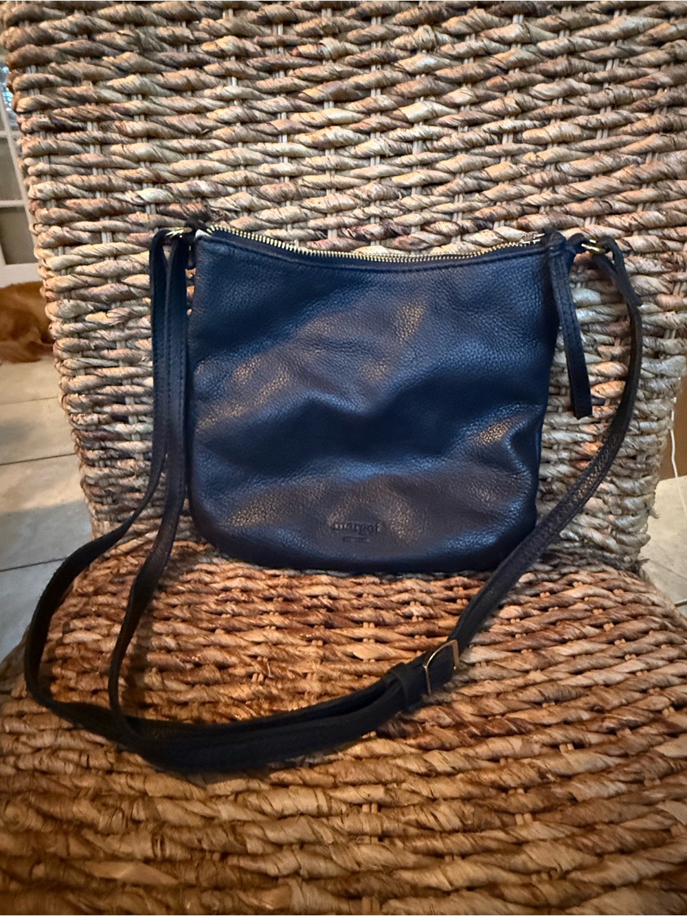 Margot Leather Crossbody Bag in Black